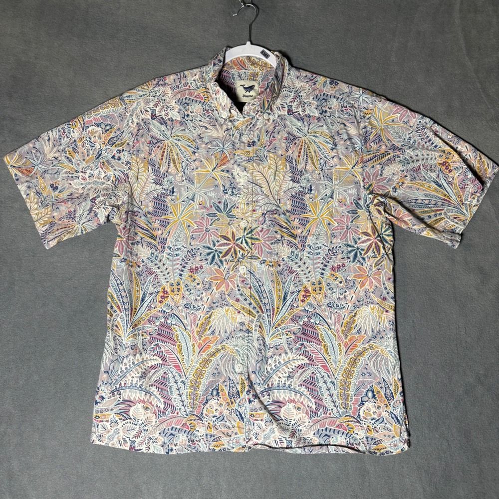 Yiume Tropical Floral Button Up Shirt Fits Medium Cotton Camp Shirt